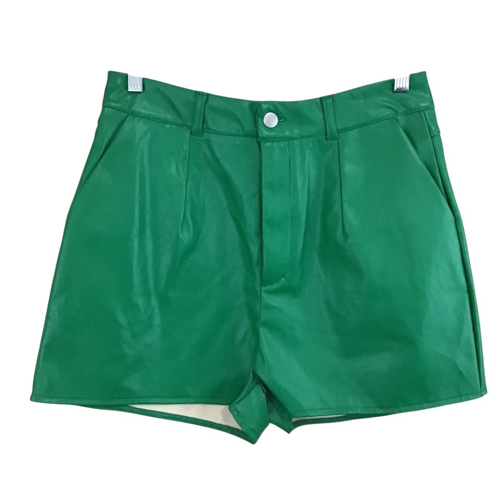 Charlotte Russe Womens Green Faux Leather‎ High Waisted Shorts Size M